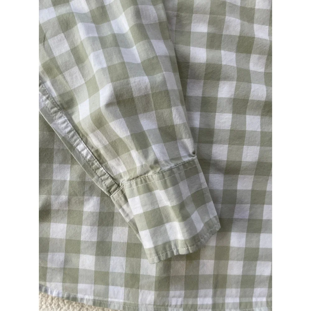 J.Crew Mens Small Secret Wash Button Down Shirt Green Gingham Check Slim Stretch